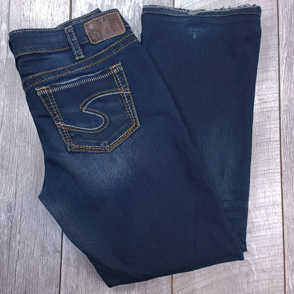 Silver Jeans Aiko Bootcut Womens 31x30 Dark Wash Denim Mid Rise Contrast Stitch